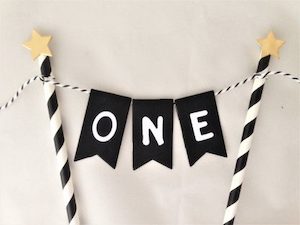 Star “One” Bunting Cake Topper