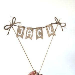 Baby Shower Cake Toppers: Hessian Cake Bunting (Customisable)