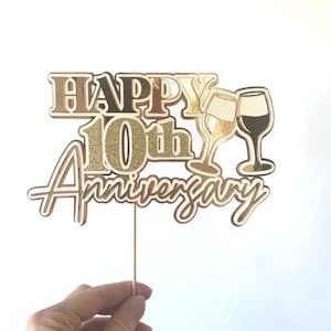 Anniversary Wine Glass Cake Topper