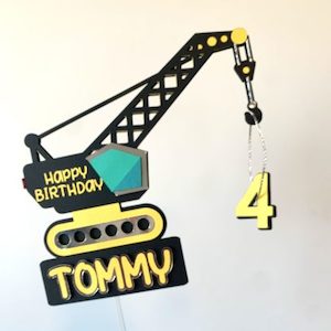 Boy's Birthdays: Crane Construction Cake Topper