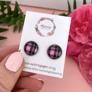 GINGHAM Pink/Black Stud