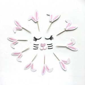 Bunny Ear Cupcake Toppers – Set of 12