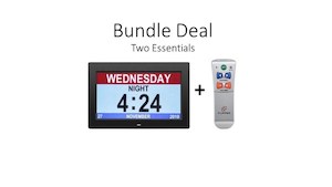 Digital Day Clock Large 10″ Premium with Remote Black & Flipper TV Remote Bundle