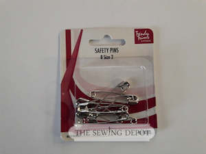 Buttons Trims: Nickel Safety Pins - Size 2