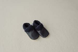 Products: Dapper Dreamwear Leather Baby Slippers - Navy