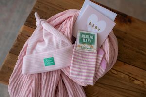 Merino Wool Baby Blanket, Beanie and Socks Gift Set