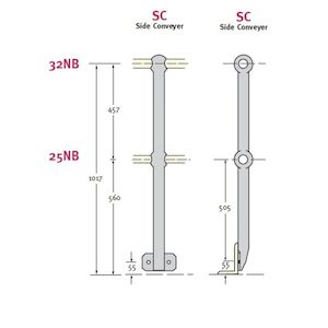 Side Conveyer Stanchion, Untreated Or Hot Dip Galvanised, Mild Steel