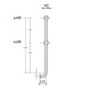 Side Offset Stanchion 110mm, Untreated Or Hot Dip Galvanised, Mild Steel