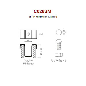 FRP Minimesh Fixing Clip Set