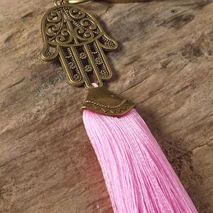 Hamsa Bag Tassel / Key Ring (Pink)