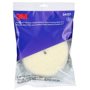 3M™ Perfect-It™ Step 1 Random Orbital Wool Compounding Pad, Medium, White, 1…