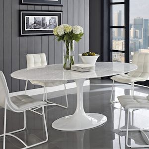 Marble Oval Tulip Dining Table - 160cm