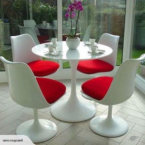 Furniture: White Fiberglass Tulip Armless chair