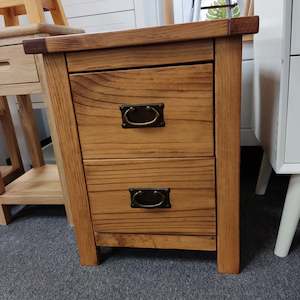 Solid Pine Bedside Table with 2 drawers