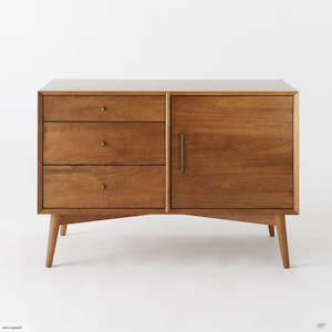 Furniture: Mid-Century small Dining Cabinet(Buffet)1+3 drawers , walnut color in stock