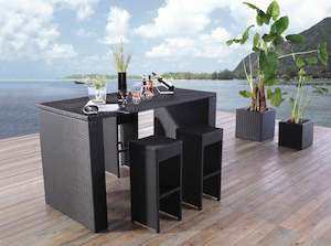 Furniture: Hiview 7pc Outdoor Rattan Bar set brown colour available