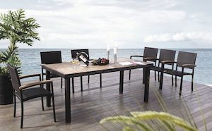 Vita 7pc PE Rattan outdoor Dining Set, 2 colours in stock