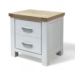 Sicily 2-Drawer Solid Wood Bedside White+natural top