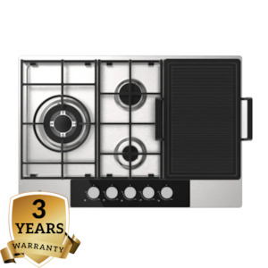 Midea 75cm 4 Burner Gas Hob Stainless Steel with Grill Plate | 3 Years Warranty | 75SP021