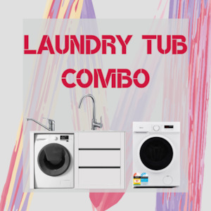 1500mm White Laundry Tub+ Washing Machine + Basin Mixer Combo