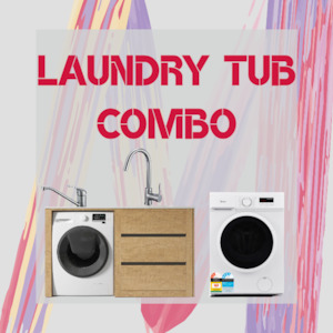 Household appliance: 1500mm Light Oak Laundry Tub + Washing Machine + Basin Mixer Combo