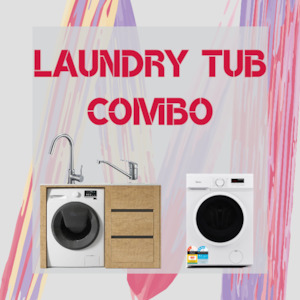 Household appliance: 1300mm Light Oak Laundry Tub+ Washing Machine + Basin Mixer Combo