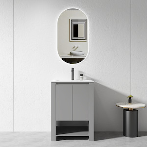 Household appliance: 600mm Grey Plywood Floor Standing Vanity Unit