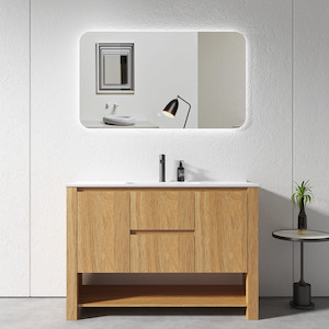 Vanity - 1200mm Light Oak Plywood Floor Standing Vanity Unit