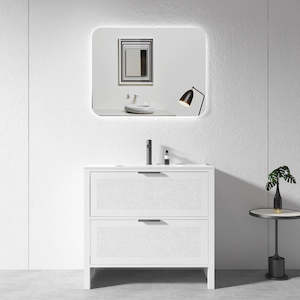 Household appliance: 900mm White Plywood Floor Standing Vanity Unit