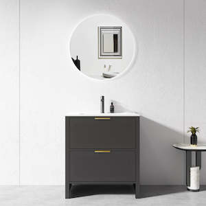 750mm Matt Black Plywood Floor Standing Vanity