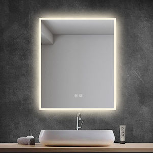 White Rim LED Mirror | Demister | 750x900MM | 3 Color Lights