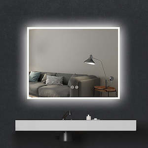 White Rim LED Mirror | Demister | 900x750mm | 3 Color Lights