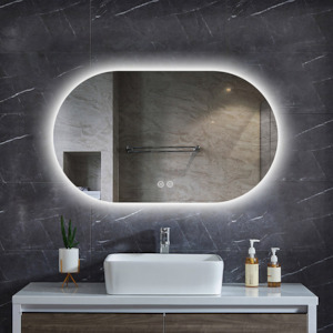 Frameless LED Round Mirror | 1100*650MM | Demister | 3 Colour Choices