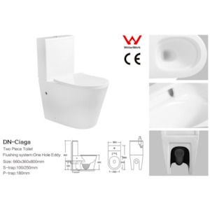 Household appliance: DN-Ciaga Ceramic White Toilet Suite-Back to wall Whirlpool Two Piece Toilets