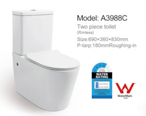 A3988C rimless back to wall toilet suite