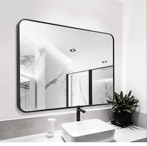 Household appliance: Matt Black Framed Mirror Rectangular Shape With Round Corner 600W*750H/750W*600H