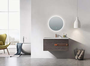 Household appliance: MONA - 900mm White Top Plywood Cabinet Wall Hung Quartz Basin Vanity