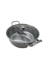 Qkitchen Shabu Shabu Double-flavor Hot Pot Stainless Steel 30cm