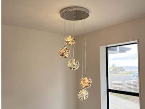 Firework Smoky Grey LED Pendant Light 5 Lamps