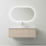 Aurora 1200mm Plywood Wall Vanity Light Brown Wood with Vessel Basin