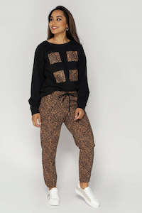 Clothing: Stella + Gemma - Bliss Trackpant-Mocha Zebra