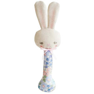 Clothing: Alimrose - Baby Bunny Stick Rattle - Liberty Blue