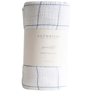 Clothing: Alimrose - Muslin Swaddle - Grid Navy