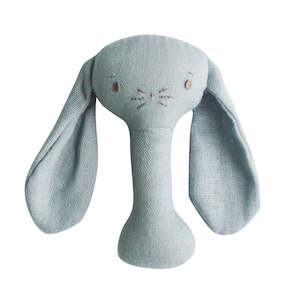 Clothing: Alimrose - Bobby Bunny Stick Rattle - Grey Linen