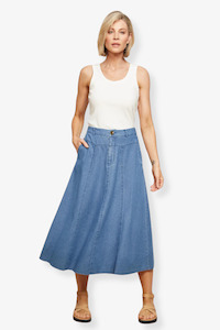 Clothing: Eb & Ive - Playa Midi Skirt - Denim