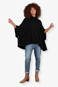 Clothing: Eb & Ive - Nawi Poncho - Ebony