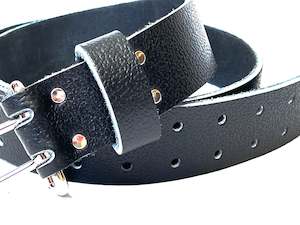 Leather or leather substitute goods: Leather Twin Prong Belt - 50mm