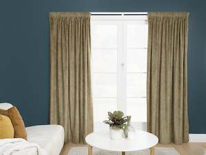 Glenorchy Velvet Recycled Ready Made Curtains - Olive