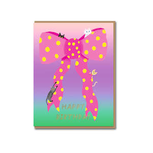 Ribbon and Cats Birthday Card