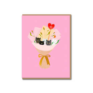 Stationery: Cat Bouquet Greeting Card